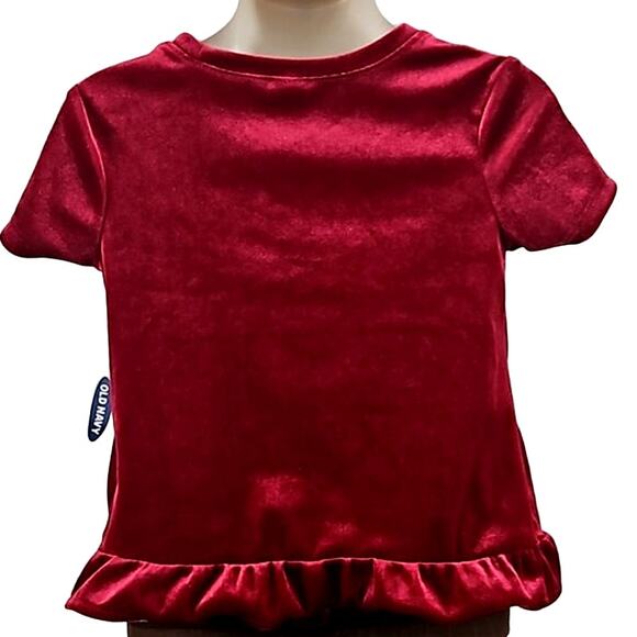 NWT Old Navy Toddler Girls Red Faux Suede Velvet Short Sleeve Top Size 2T - Picture 5 of 5